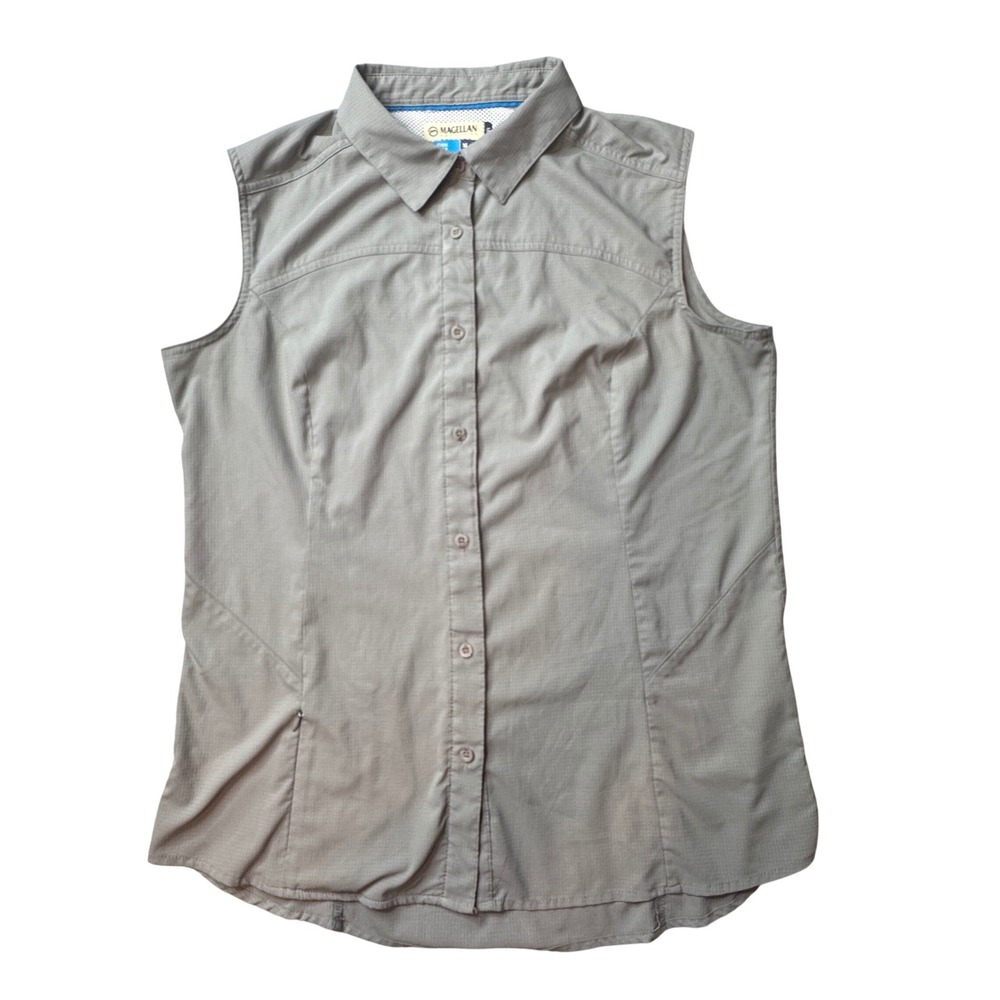 Magellan Shirt Womens XL Green Fish Gear MagWick Sleeveless Ripstop Hiking Top